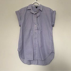 J. Crew popover shirt white with blue pinstripe rolled sleeve size 2